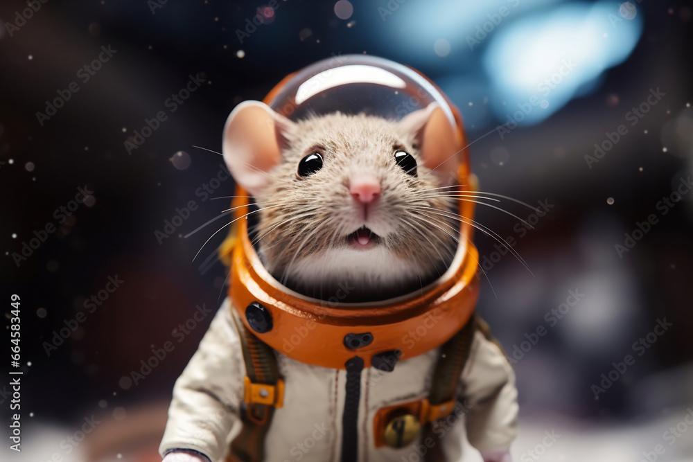 Mouse astronaut in a space suit. Mouse with black eyes, nice, sweet animal, small nose. Colorful. Photo realistic, concept art, cinematic light Mouse astronaut in a space suit. Mouse with black eyes, nice, sweet animal, small nose. Colorful. Photo realistic, concept art, cinematic light