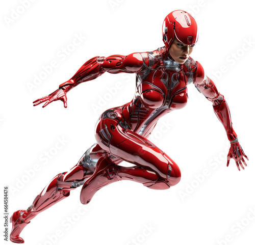 Cyborg female red armour