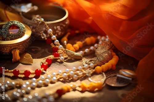Indian Traditional Dresses and Accessories for Diwali Festival © Tang