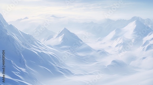 snow covered mountains. Generative AI © ArtSpree