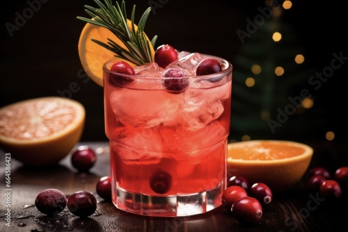Wallpaper Mural Christmas Gin: Festive Cocktail with Fresh Cranberries, Oranges, and a Touch of Rosemary Torontodigital.ca