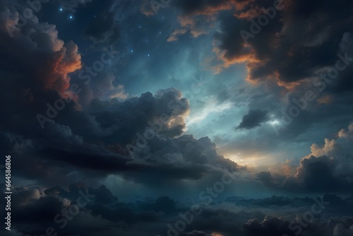 Celestial Dark Clouds background, Celestial Dark Clouds wallpaper, Generative Ai © firoz3344