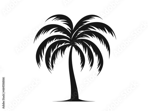 Doodle Palm tree silhouette, cartoon sticker, sketch, vector, Illustration, minimalistic