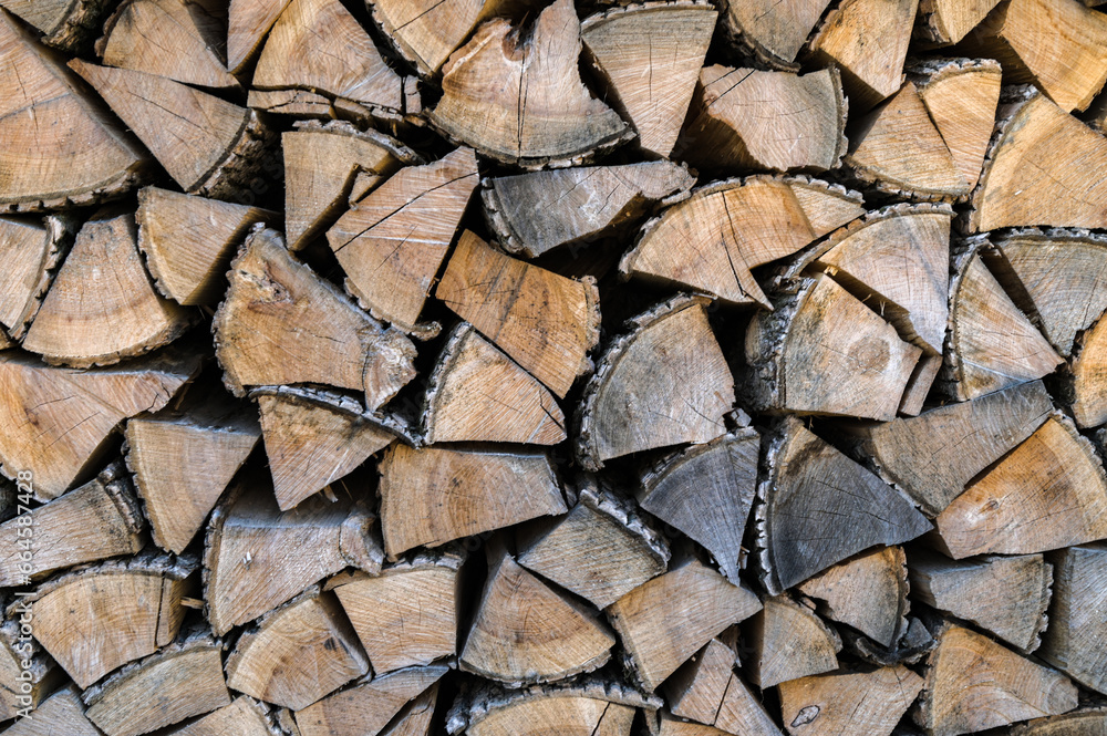 Firewood near the wall for the fireplace Firewood near the wall for the fireplace