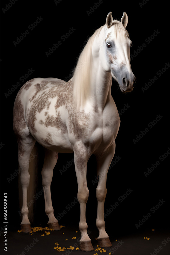 Fototapeta premium Elegant horse portrait. Horse on dark background.