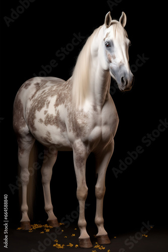 Elegant horse portrait. Horse on dark background.
