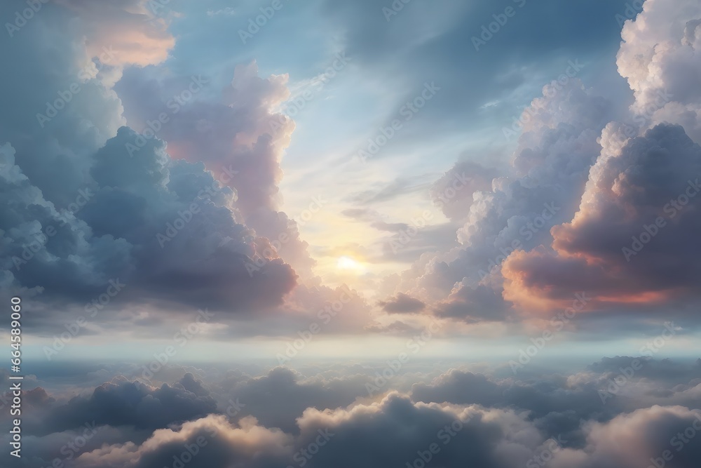Obraz premium Ethereal Overcast Cloud Texture Background, Cloud Texture Background, Generative Ai