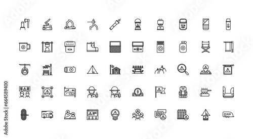 camping icon set
