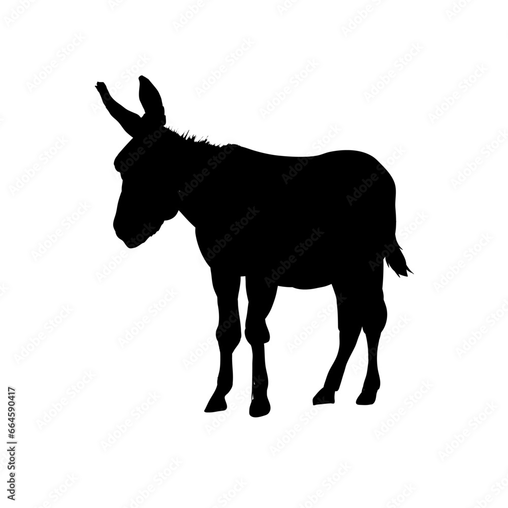 donkey silhouette - vector illustration