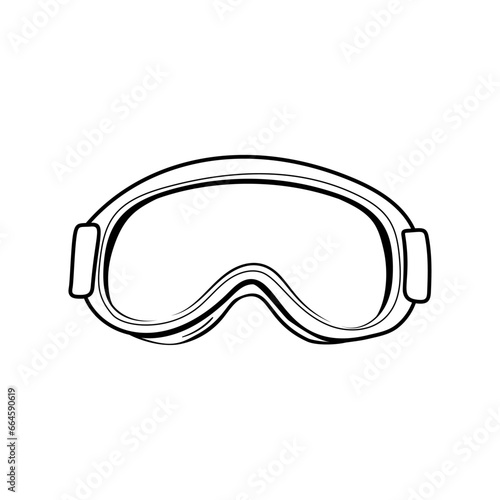 Ski goggle vector icon in doodle style. Symbol pigskin in simple design. Cartoon object hand drawn isolated on white background.