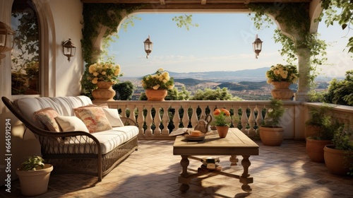 Interior design: Beautiful modern terrace lounge, open seaside terrace