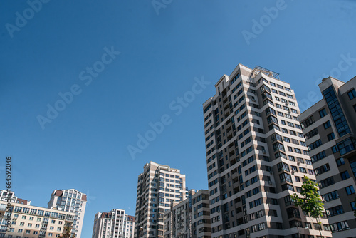 construction of residential buildings, modern glass buildings. perspective view of modern buildings. © yana_novak22
