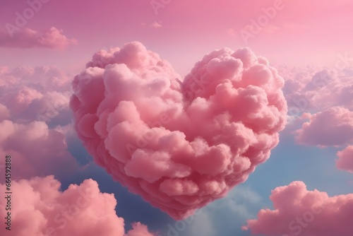 Pink Clouds Heart Background,  Clouds Heart Background, Generative Ai