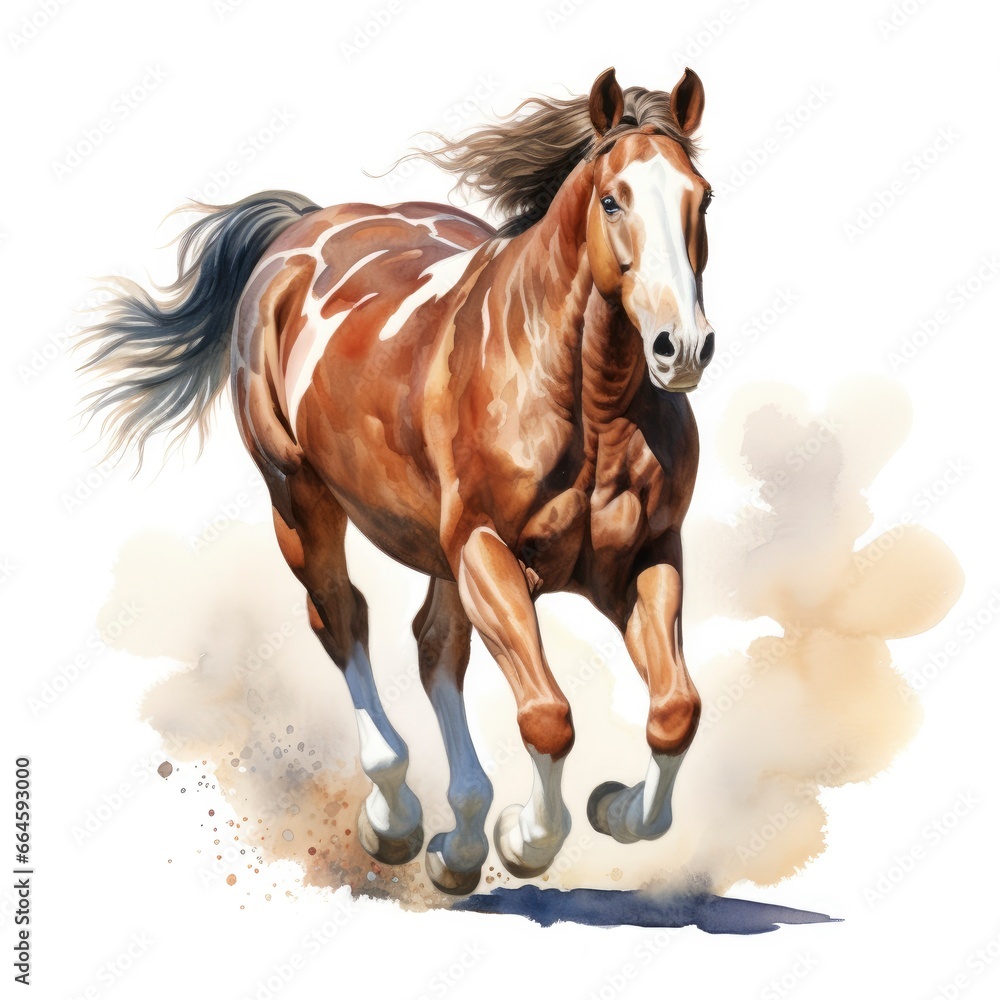 Obraz premium Horse running in watercolor design.