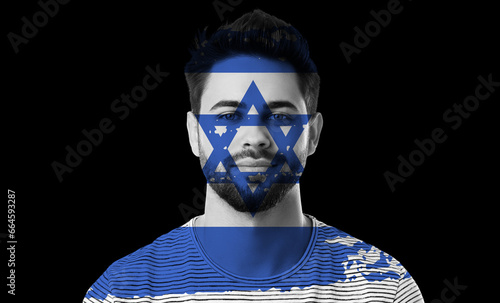 Young man with Israeli flag...