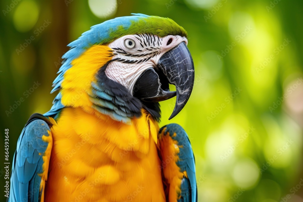 Obraz premium Blue and yellow macaw parrot.