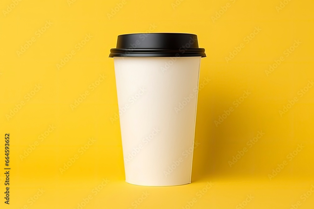 Blank coffee cup isolated on yellow background. Blank coffee cup isolated on yellow background.