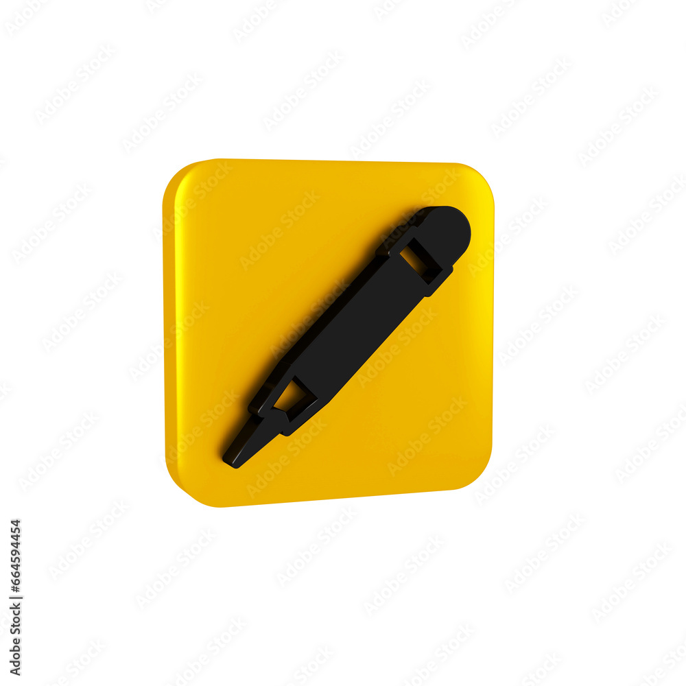 Black Pencil with eraser icon isolated on transparent background. Drawing and educational tools. School office symbol. Yellow square button. Black Pencil with eraser icon isolated on transparent background. Drawing and educational tools. School office symbol. Yellow square button.