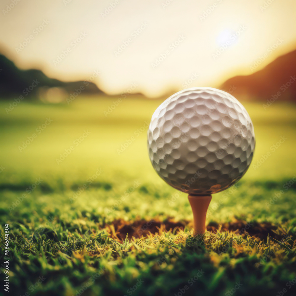 golf ball on tee. ai generative golf ball on tee. ai generative