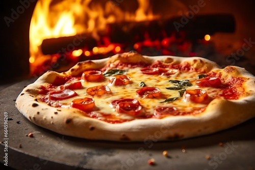 Wallpaper Mural Freshly baked pizza closeup, traditional wood fired oven background. Torontodigital.ca