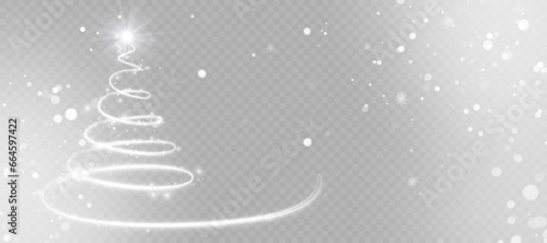 Glittery vector illustration of a Christmas tree with bokeh highlights and sparkles