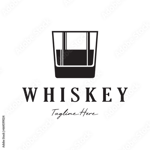 Vintage premium whiskey logo label with glass or beer. for drinks, bars, clubs, cafes, companies.