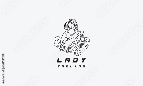Women, lady minimalistic and line-art vector logo icon illustration design