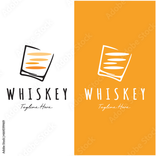 Vintage premium whiskey logo label with glass or beer. for drinks, bars, clubs, cafes, companies.