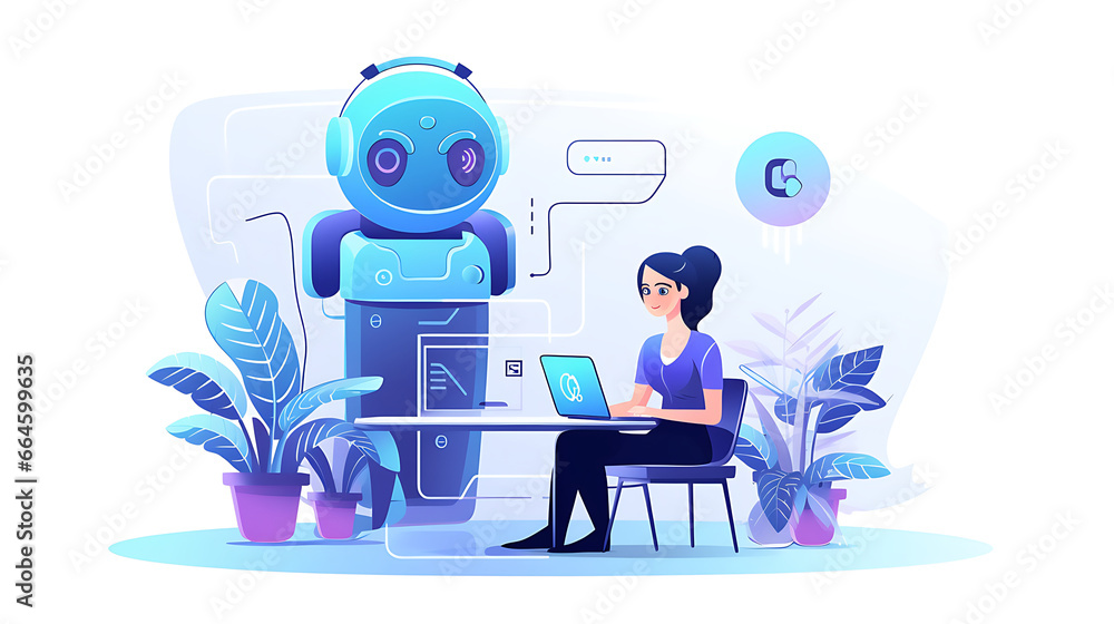 a chatbot providing assistance on a digital device, showcasing AI-powered customer support and virtual assistance a chatbot providing assistance on a digital device, showcasing AI-powered customer support and virtual assistance