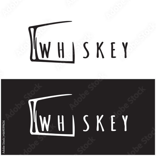 Vintage premium whiskey logo label with glass or beer. for drinks, bars, clubs, cafes, companies.