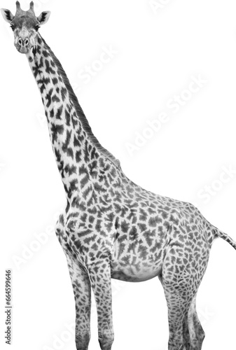 Giraffe PNG in black and white with transparent background