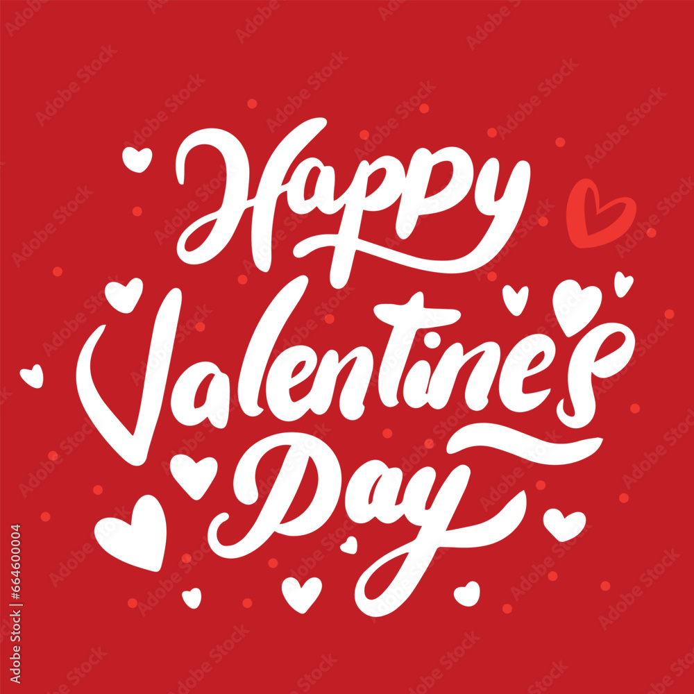 Happy Valentine's Day text banner. Concept Happy Valentine's Day text as square banner. Vector illustration. 