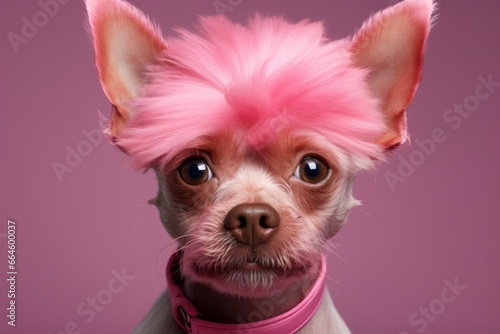 Pink colored dog. AI Generated