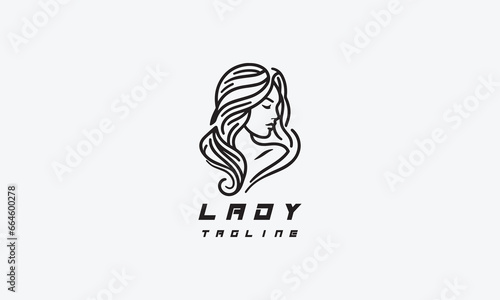 Women, lady minimalistic and line-art vector logo icon illustration design
