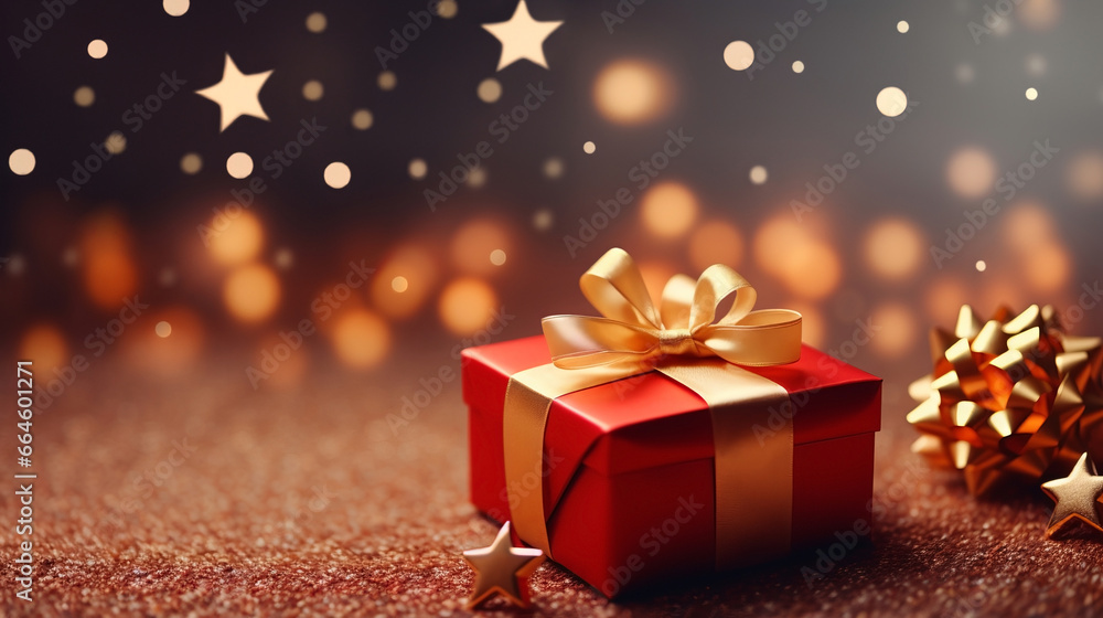 Christmas gift on bokeh background Christmas gift on bokeh background