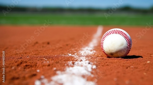 Baseball on the Infield Chalk Line 