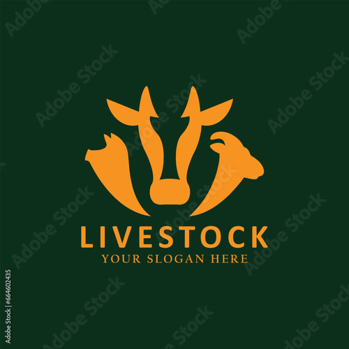 livestock animal logo design vector