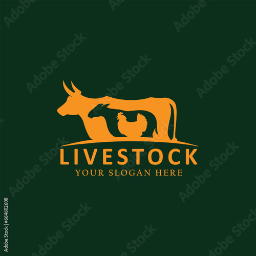 livestock animal logo design vector