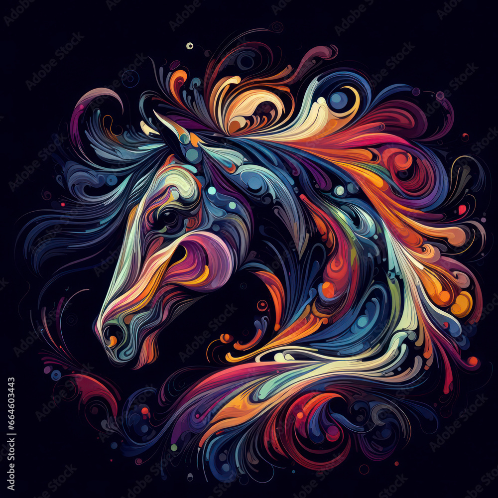 abstract horse dark background. ai generative abstract horse dark background. ai generative