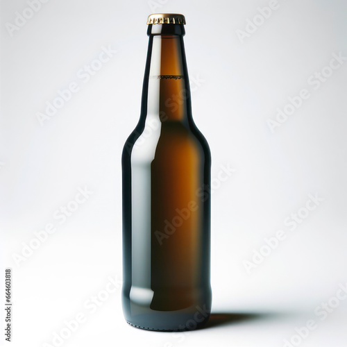 Bottle of lager beer without label isolated on white background. ai generative
