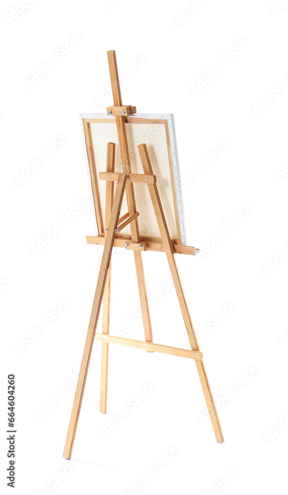 Wooden easel with canvas isolated on white background Wooden easel with canvas isolated on white background