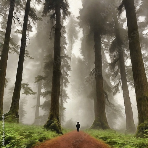 misty morning in the forest