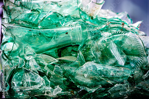 shattered bottles - glass - close up