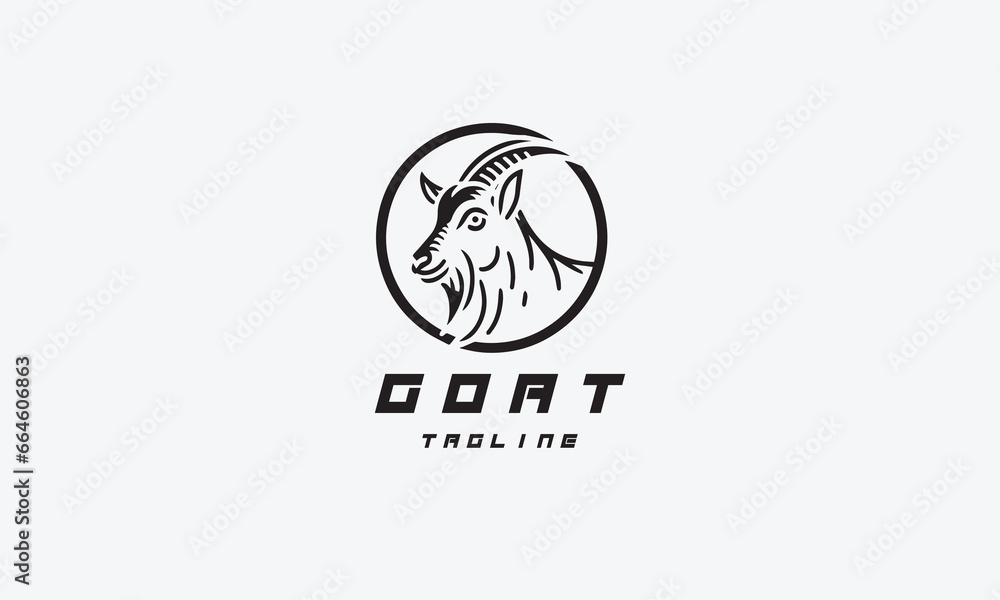 Goat vector logo icon illustration design in style of minimalism and line art