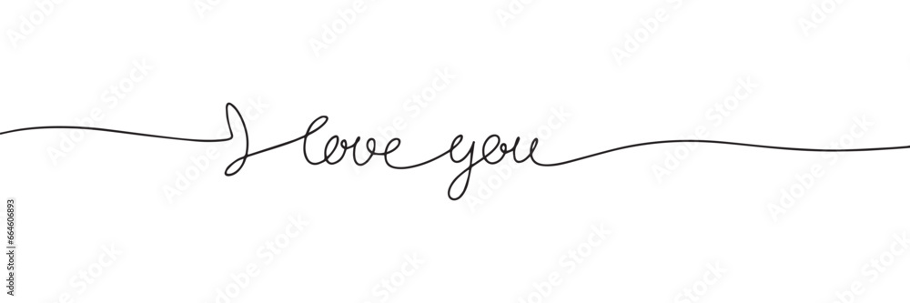 I love you one line continuous text banner. Concept banner for Valentine's Day. Vector illustration. I love you one line continuous text banner. Concept banner for Valentine's Day. Vector illustration.