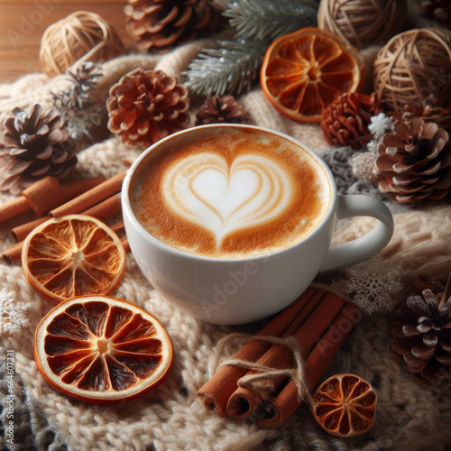 winter cozy background with coffee. ai generative © Igor