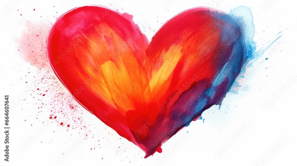 watercolor heart Concept love relationship art painting 