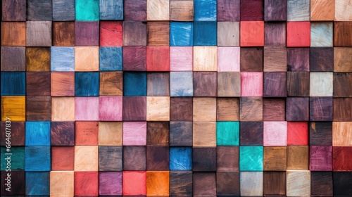 Wood aged art architecture texture abstract block stack on the wall for background Abstract colorful wood texture for backdrop 