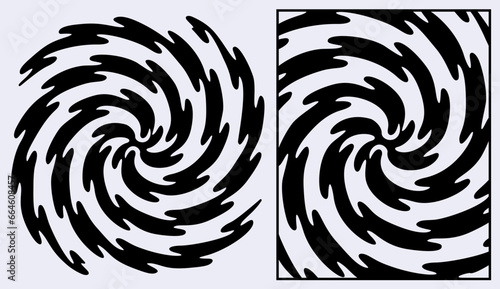 A rotating spiral design with a wavy contoured edge. Vector background pattern for posters, banners, etc.