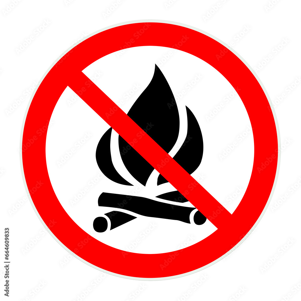 Verbotszeichen mit offenen Feuer, 2D-Illustration Verbotszeichen mit offenen Feuer, 2D-Illustration